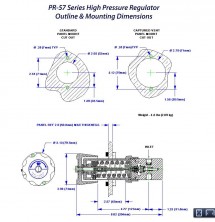 Wymiary reduktora wysokiego ciśnienia - seria PR57